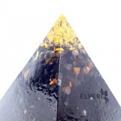Piramida orgonica din turmalina neagra cu aur